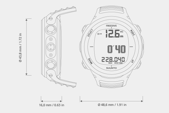 Caractéristiques de l'ordinateur d'apnée Suunto D4F