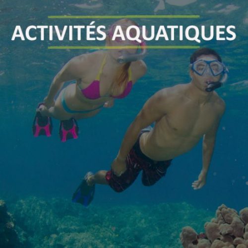 Matériel pour les activités aquatiques comme le snorkeling l'apnée la marche aquatique