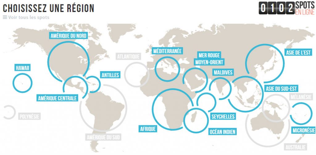 Les spots de snorkeling et randonnée palmée en franc et dans le monde entier
