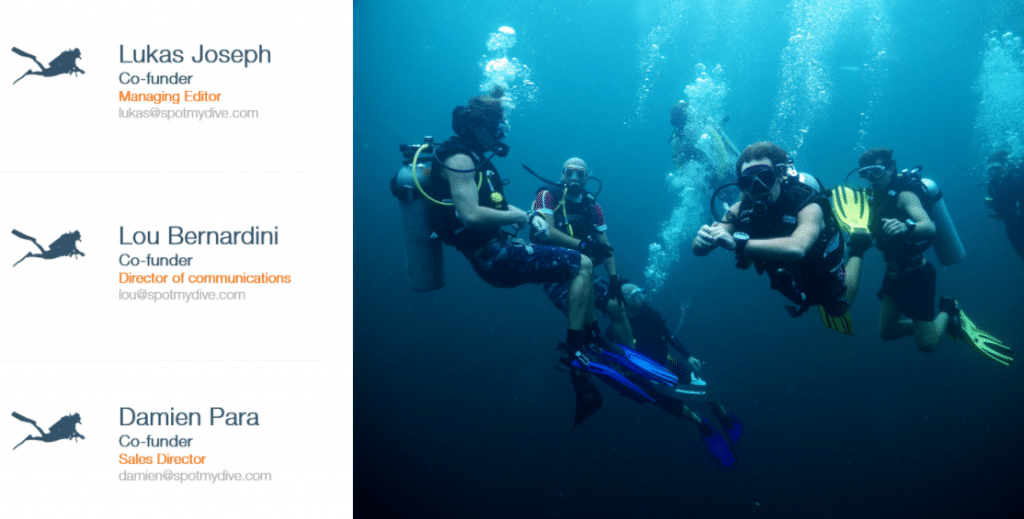L'équipe de la plateforme spotmydive