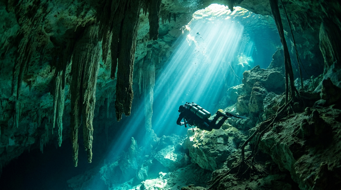 Plongee en cenote au Mexique