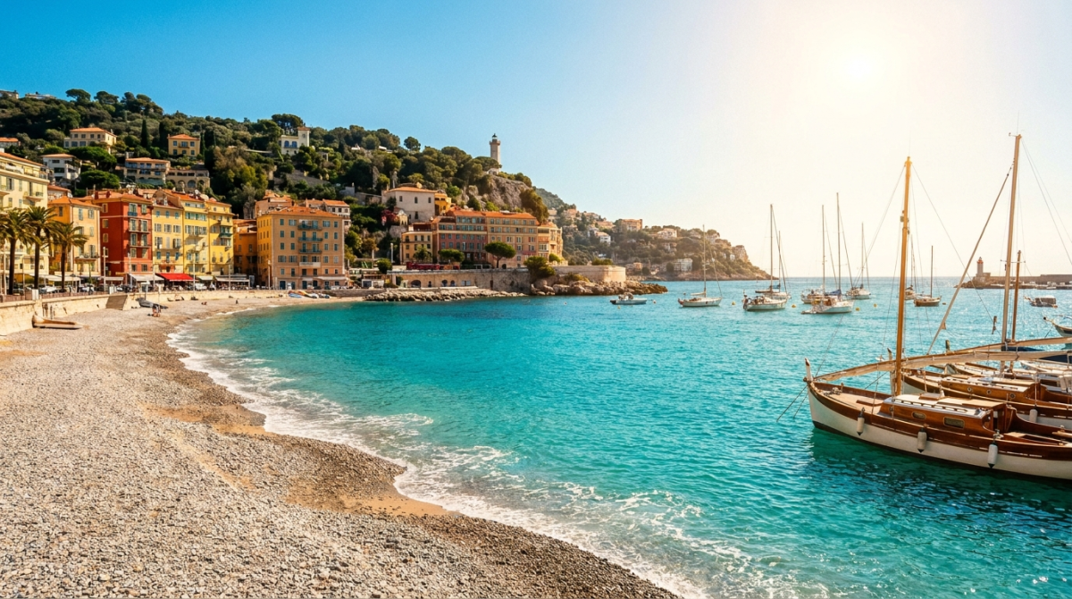 La baie des Anges et le littoral de Nice sur la Cote d'Azur